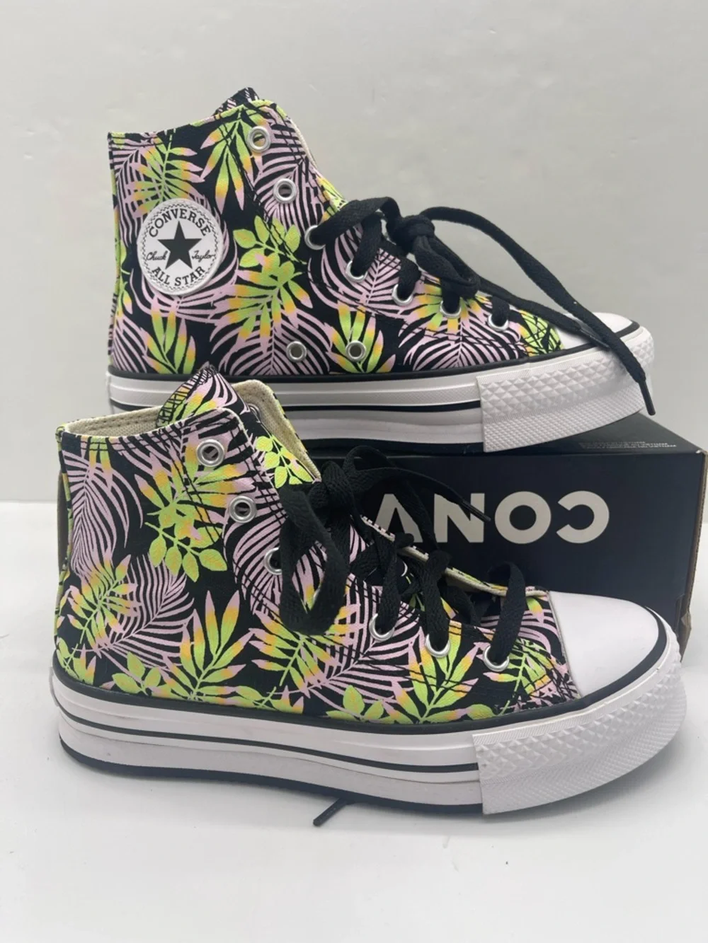 Converse WMNS CTAS EVA Lift Hi A01201C Blk/Pink Foam/Lime Rave Platform Sneakers